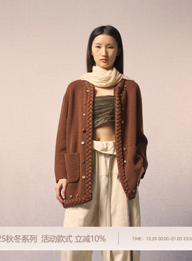 REFUSE CLUB 25AW 金纺羊毛双色五彩纽扣绞花毛衣