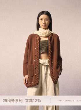 REFUSE CLUB 25AW 金纺羊毛双色五彩纽扣绞花毛衣