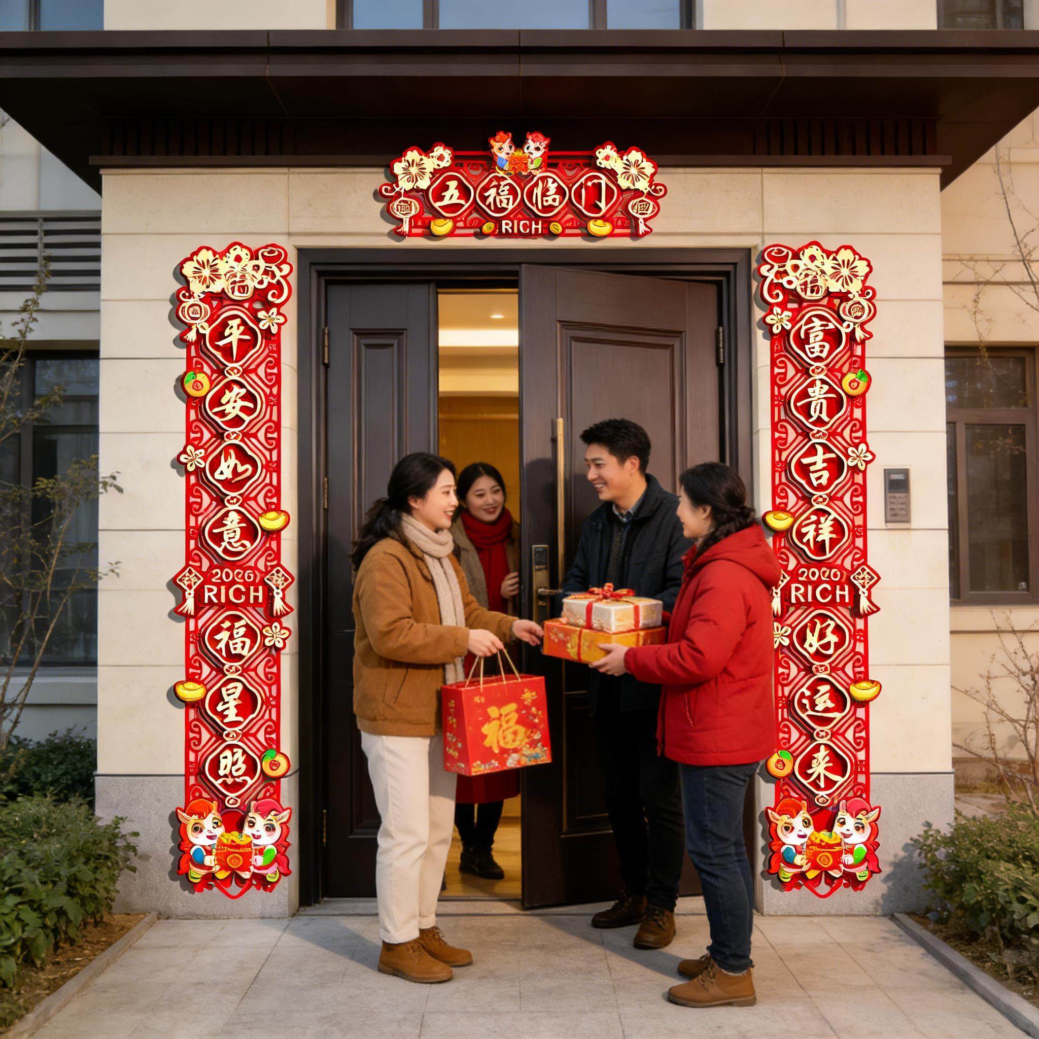 对联马年2026新款创意别墅大门新年装饰3M大尺寸春节布置品福字贴,节庆用品/礼品,对联,淘宝优惠券,粉丝福利购,淘宝优惠卷