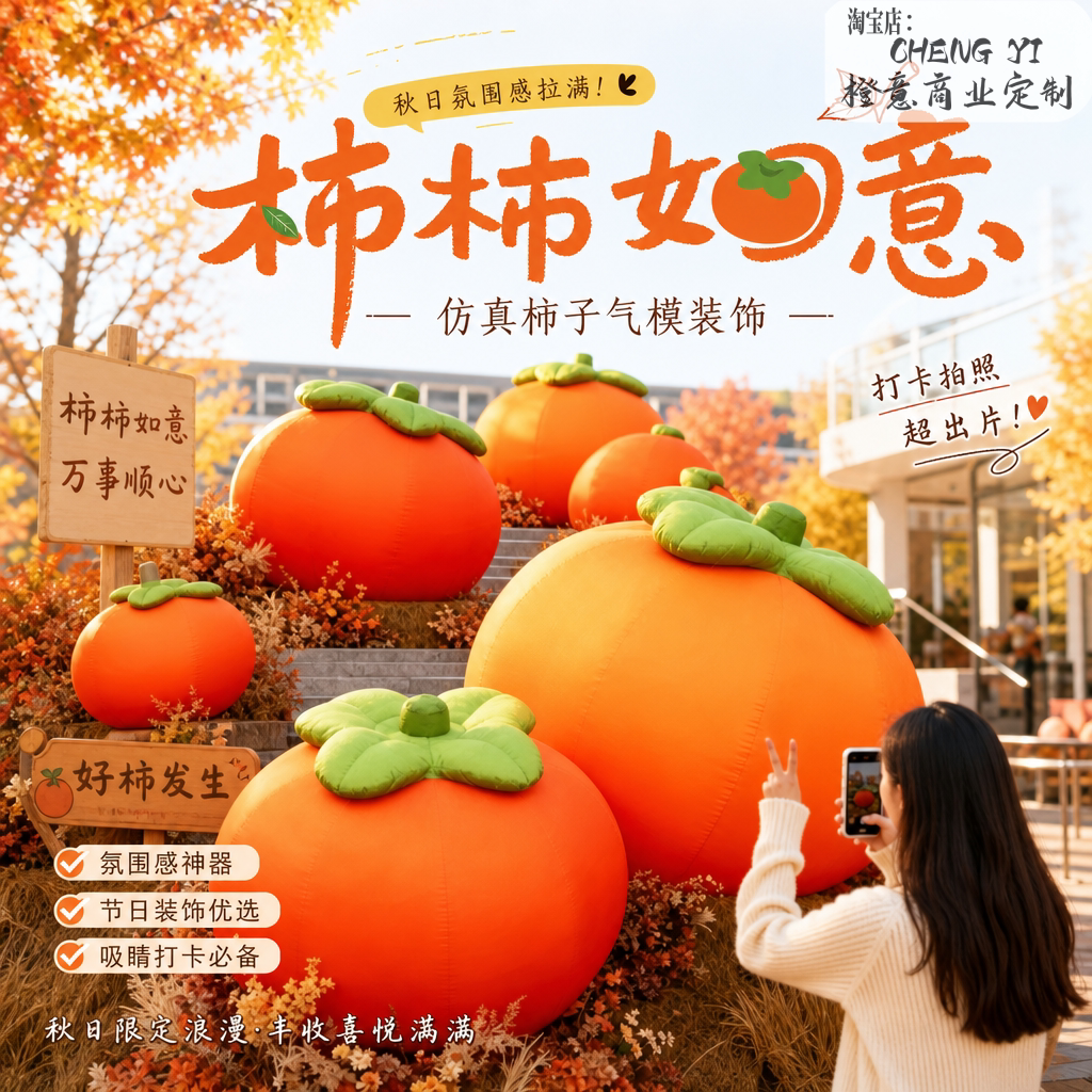 大型柿子气模商场开业庆典美陈