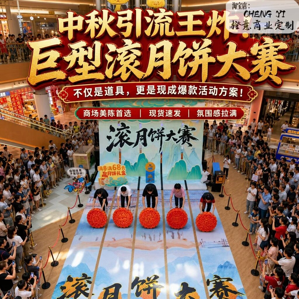 中秋巨型仿真月饼活动引流美陈