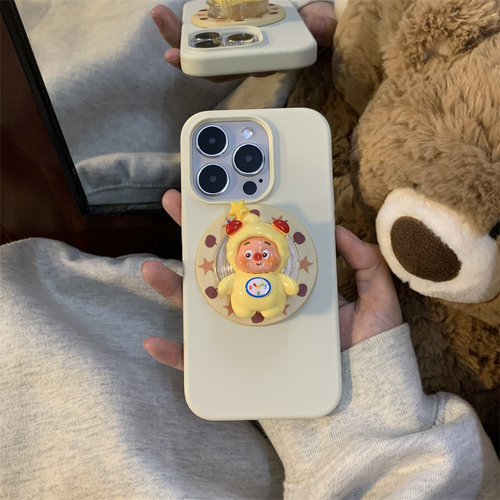 小众简约可爱黄色立体星星人磁吸壳适用iPhone16ProMax手机壳16pro硅胶17新款15磨砂11/12保护套14防摔15plus
