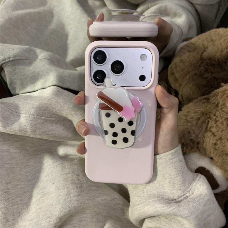 韩系ins夏日简约可爱珍珠奶茶磁吸壳适用iPhone17ProMax手机壳16pro硅胶14pro新款17pro磨砂16