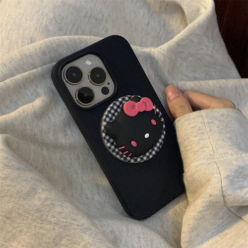 小众简约可爱黑皮HelloKitty凯蒂猫磁吸壳适用iPhone16Pro手机壳14硅胶15新款16磨砂11/12保护套13防摔16plus