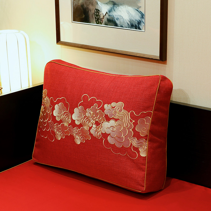 新中式沙发靠垫久坐客厅椅子抱枕腰枕含芯床上大靠枕可拆洗靠背垫