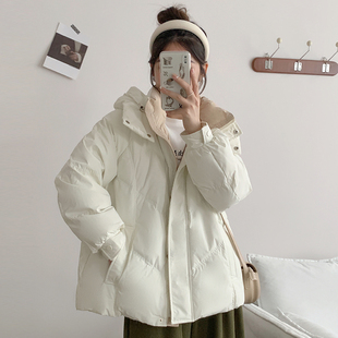 羽绒服女2025新款拼色小个子加厚白鸭绒面包服今年流行不臃肿外套