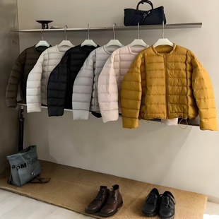 外套 白鸭绒保暖韩版 高级感超好看羽绒服女2025新款 极简风圆领短款