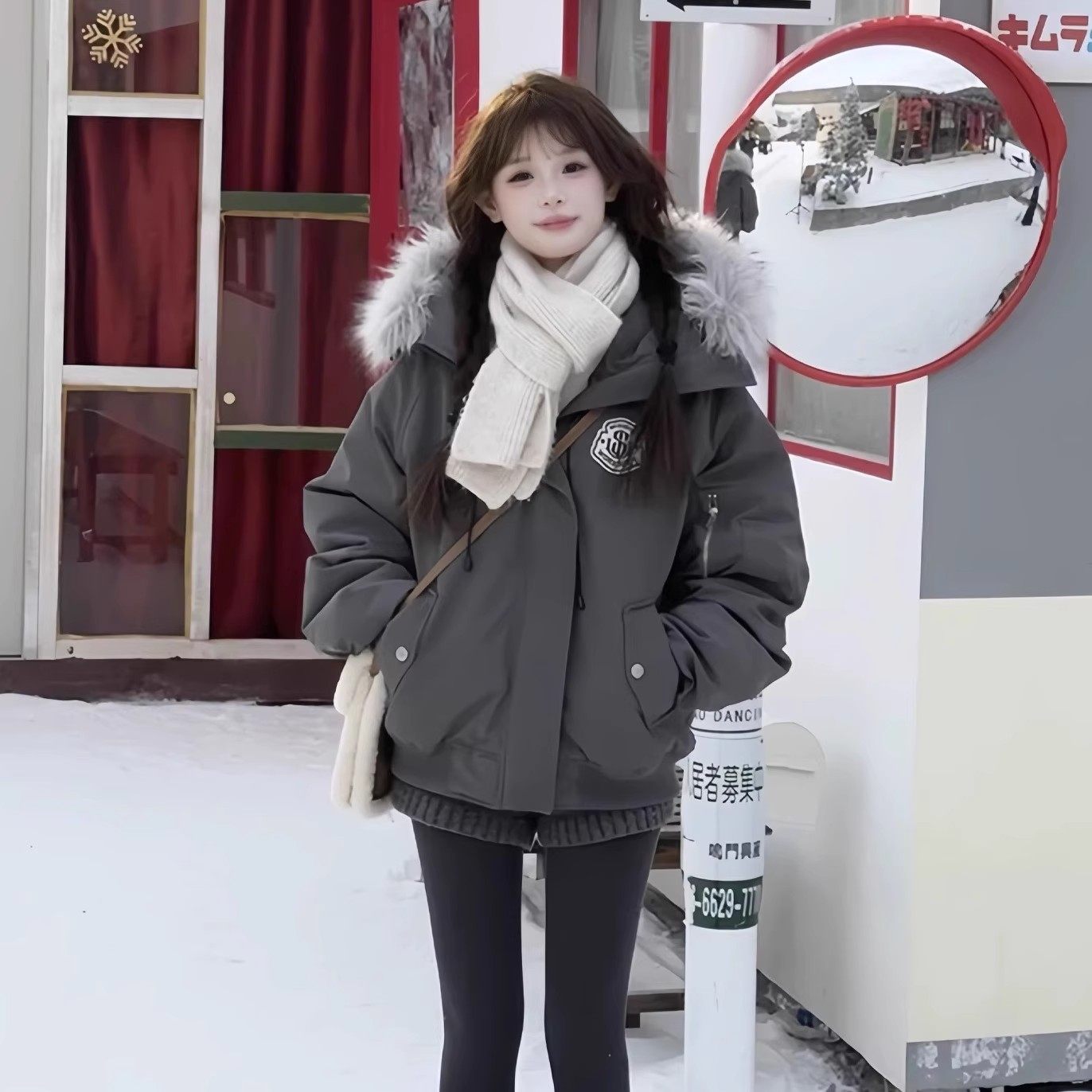 高级感工装派克羽绒服女短款冬季2025新款加厚情侣保暖毛领外套潮