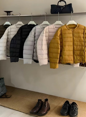 高级感超好看排骨羽绒服女2025新款极简风90白鸭绒保暖圆领外套潮