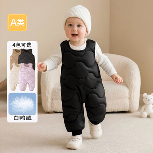 折扣男女童羽绒背带裤冬季洋气外穿滑雪儿童宝宝护肚加厚保暖长裤