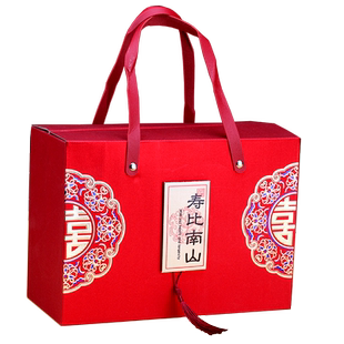 寿比南山礼盒加厚三层瓦楞材质金葱膜磨砂面寿桃寿面包装喜糖盒空