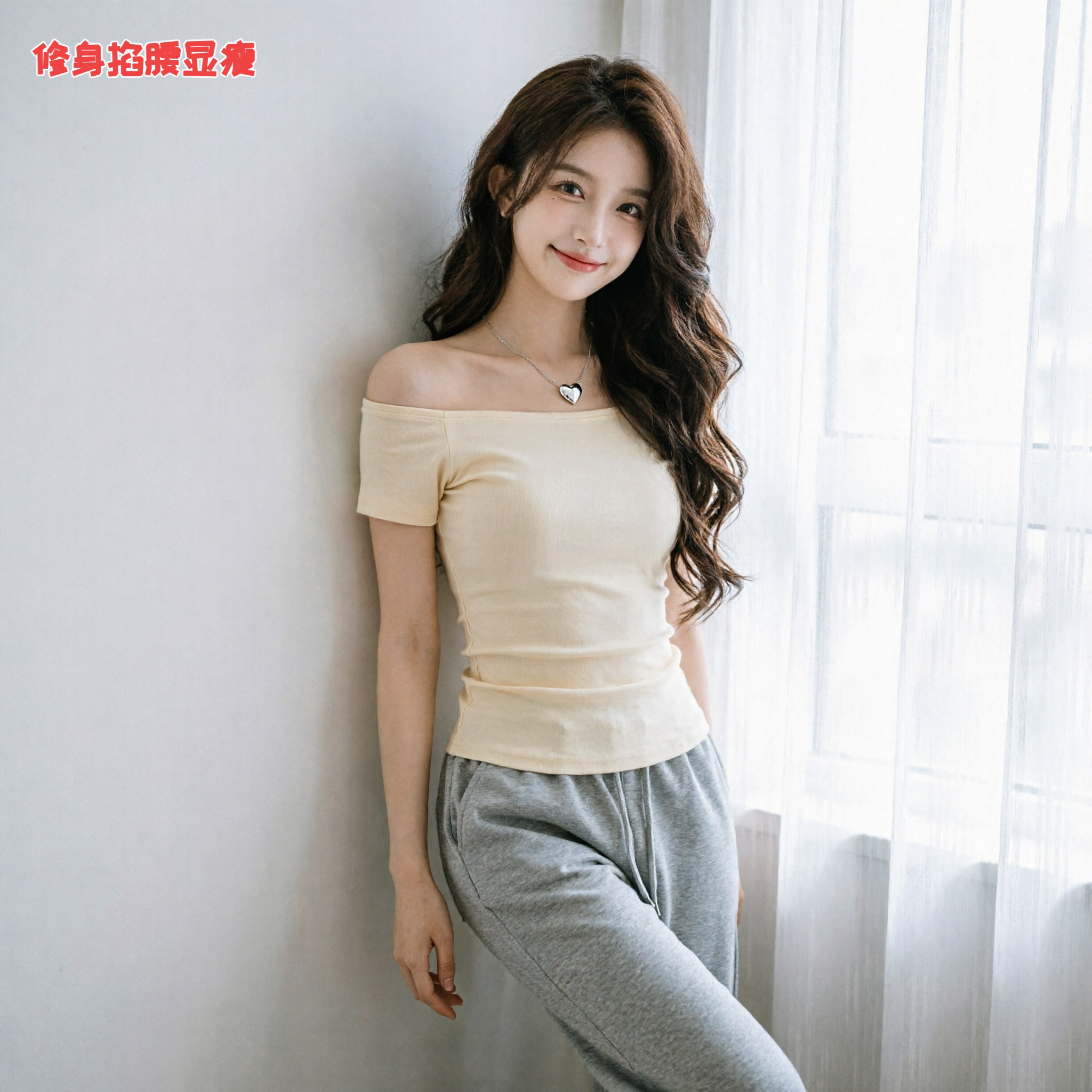 休闲链接美洋衣女短袖t恤2026年新款链接领百搭女夏美式针织感夏