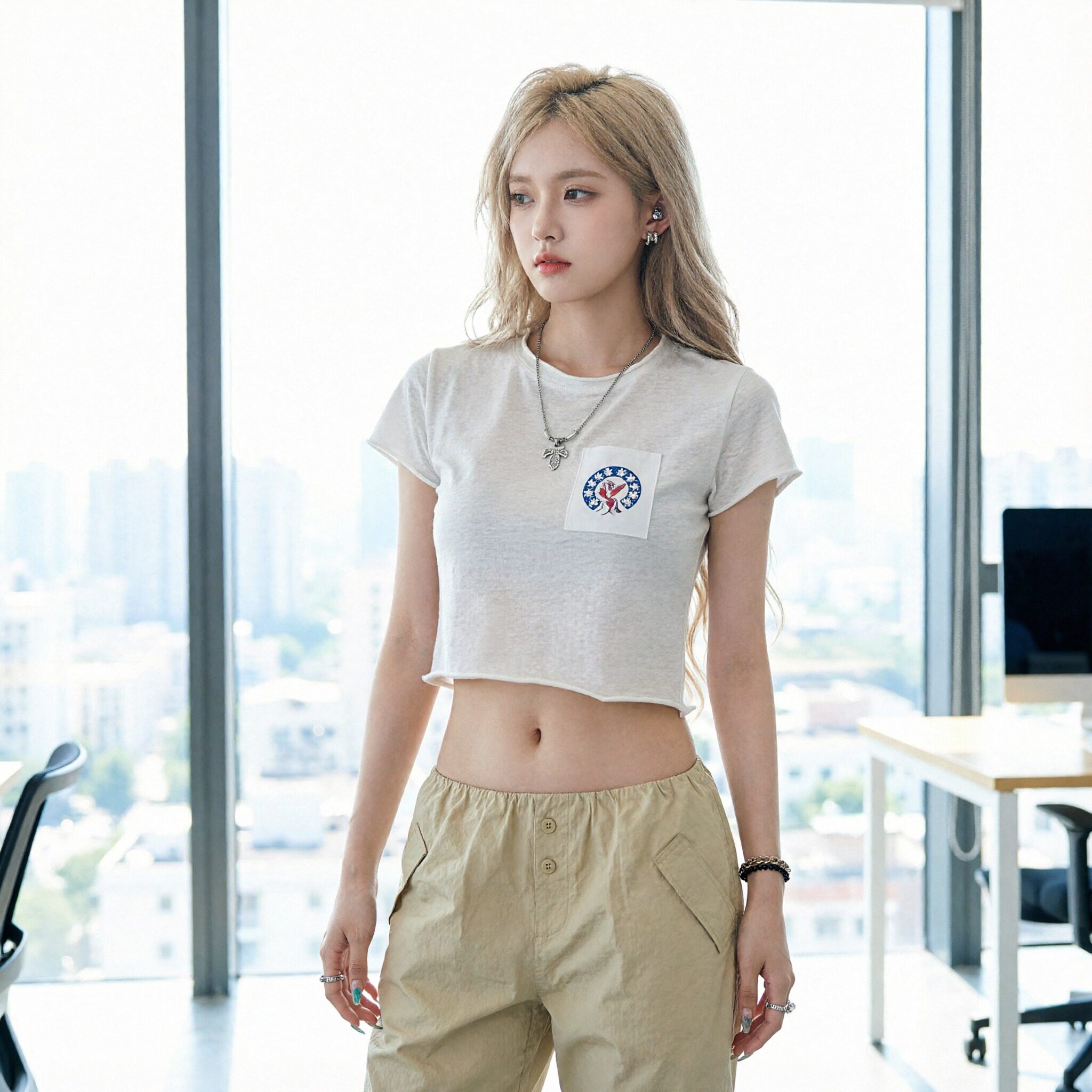 夏季韩式修身卷边短袖T恤女
