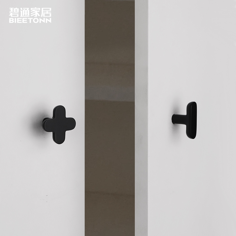 碧通黄铜亚黑加减单孔拉手创意符号简约衣柜橱柜北欧抽屉个性把手