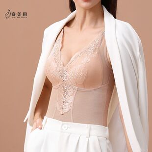 超薄塑身衣带胸罩薄杯性感收腹束腰美背背心调整型美体内衣束身衣