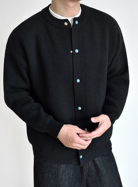 【绿宝石】定织高级感开衫毛衣男粗针混纺针织外套重磅秋冬厚款