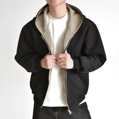 【千鸟格拼接】重磅800G连帽卫衣