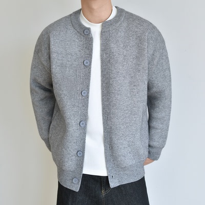 【高级感】定织重磅开衫毛衣男粗针混纺针织外套秋冬厚款慵懒感