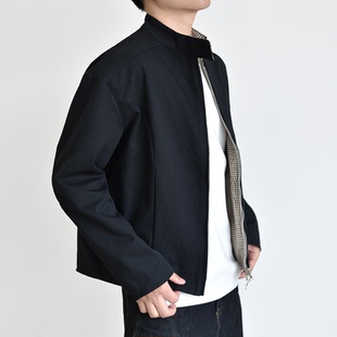 重磅900G千鸟格哈灵顿夹克男秋冬cleanfit短宽立领外套 双面穿