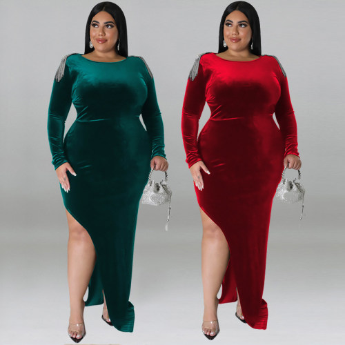 Plus size women autumn casual loose party prom dinner dress
