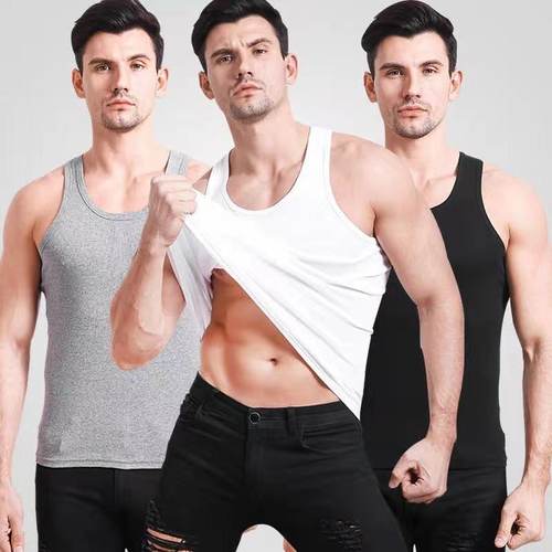 singlet white shirts for mens男背心纯棉夏季V圆领运动透气打底