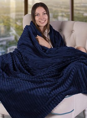 Throw Blanket for Couch Plush Fluffy Warm Cozy法兰绒毯子加厚