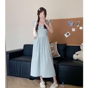 【夏日精灵!】法式小飞袖显瘦收腰高级质感连衣裙中长款2025新款