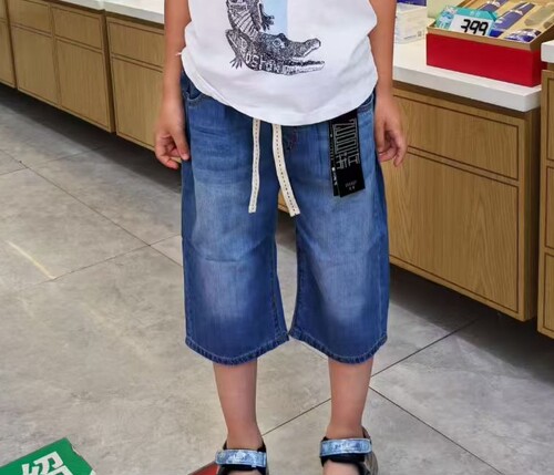 儿童牛仔男童夏季薄款七分裤过膝中裤中小童休闲裤宝宝裤童装夏季