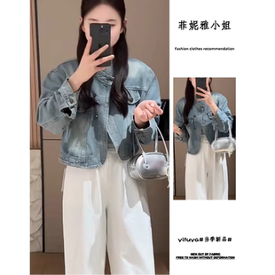 港式复古牛仔外套女2025春季新款时尚宽松短款设计款外套港风上衣