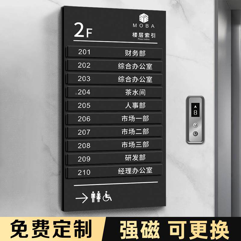 公司层索引牌可公更换标识牌定制高档亚楼力写字楼办公室司电梯克
