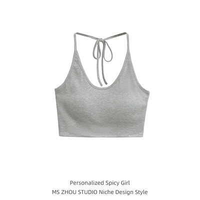 辣妹运动瑜伽带胸垫挂脖吊带背心