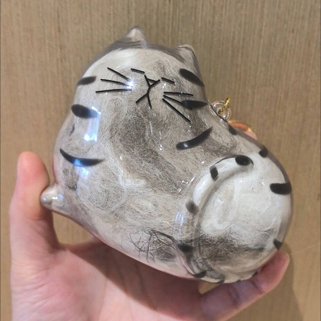 超大号猫咪毛发钥匙扣胶囊吊饰图片
