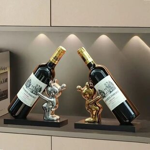 泡泡熊红酒架摆件轻奢高档家居客厅餐边柜酒柜装饰品高级感红酒托