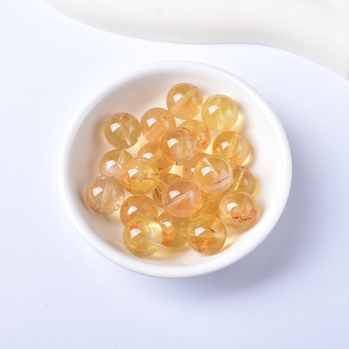 7A天然柠檬黄水晶阿赛胶花散珠