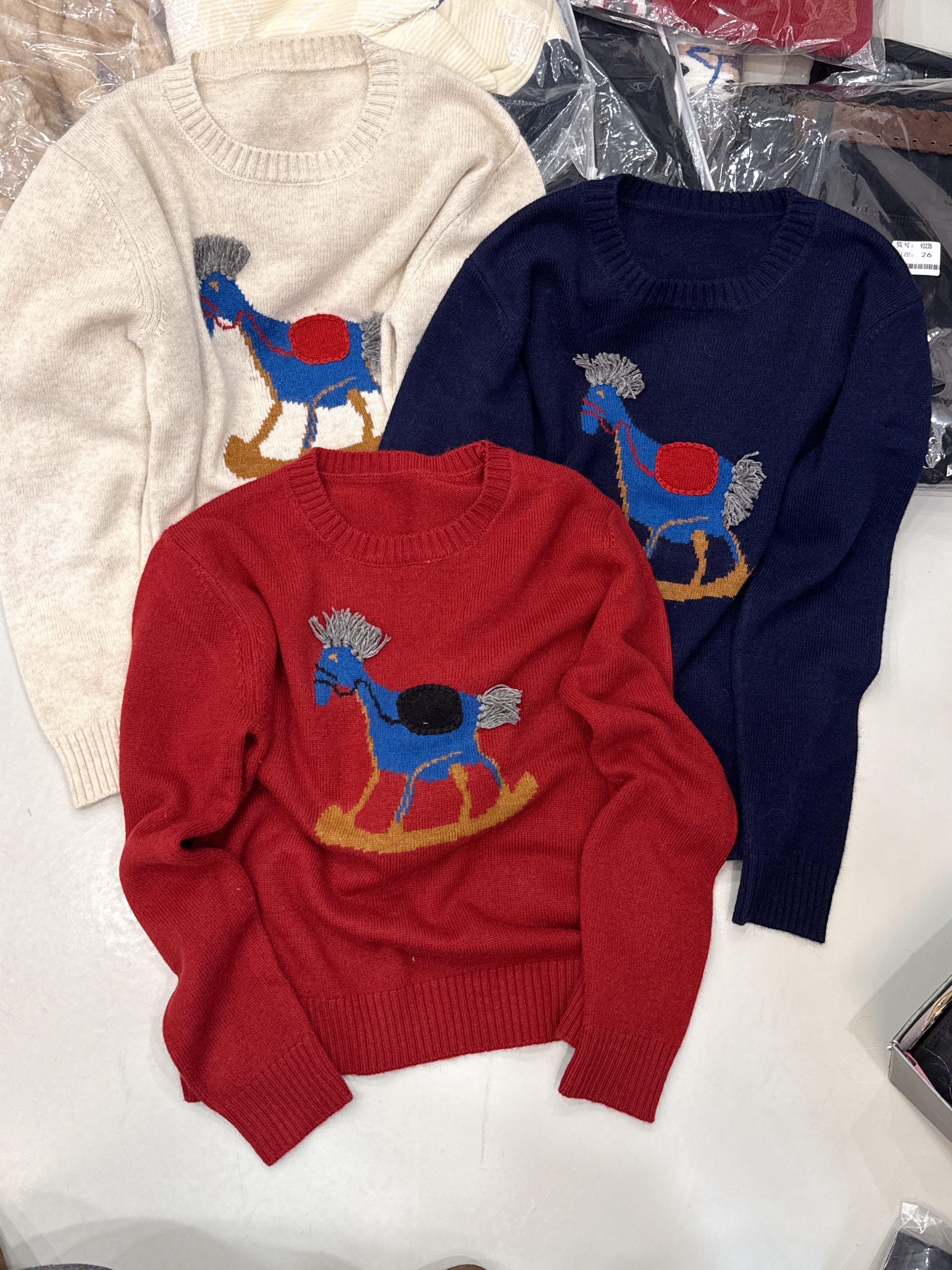 欧货高端秋冬2025韩系减龄通勤木马立体马鬃100羊毛针织毛衣圆领