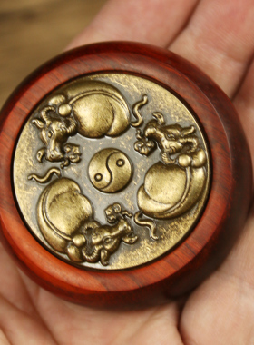 红木牛双面赚钱解压神器手把件