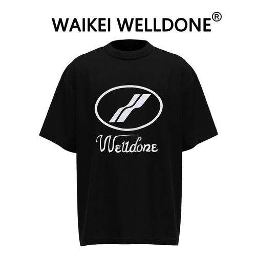 WAIKEI WELLDONE潮牌3m反光短袖T恤男宽松重磅纯棉WE11DONE情侣装