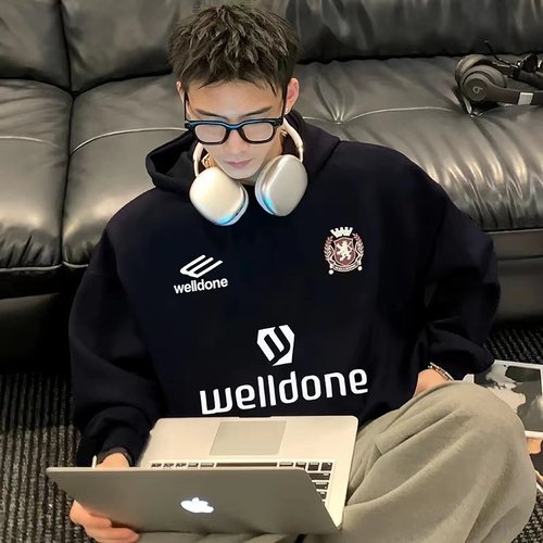 WAIKEI WELLDONE卫衣男女宽松美式秋冬季加绒加厚ins潮牌连帽外套