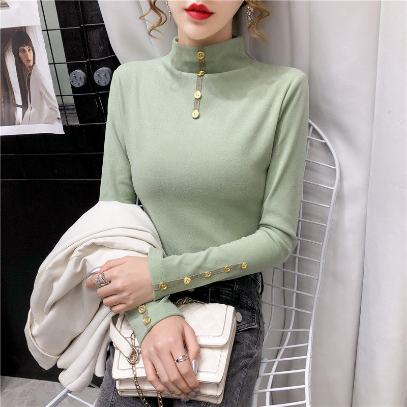 【品牌优选】品牌女装新品加绒加厚秋冬自带发热阳离子德绒百搭高领打底衫长袖t恤女保暖上衣_虎窝淘