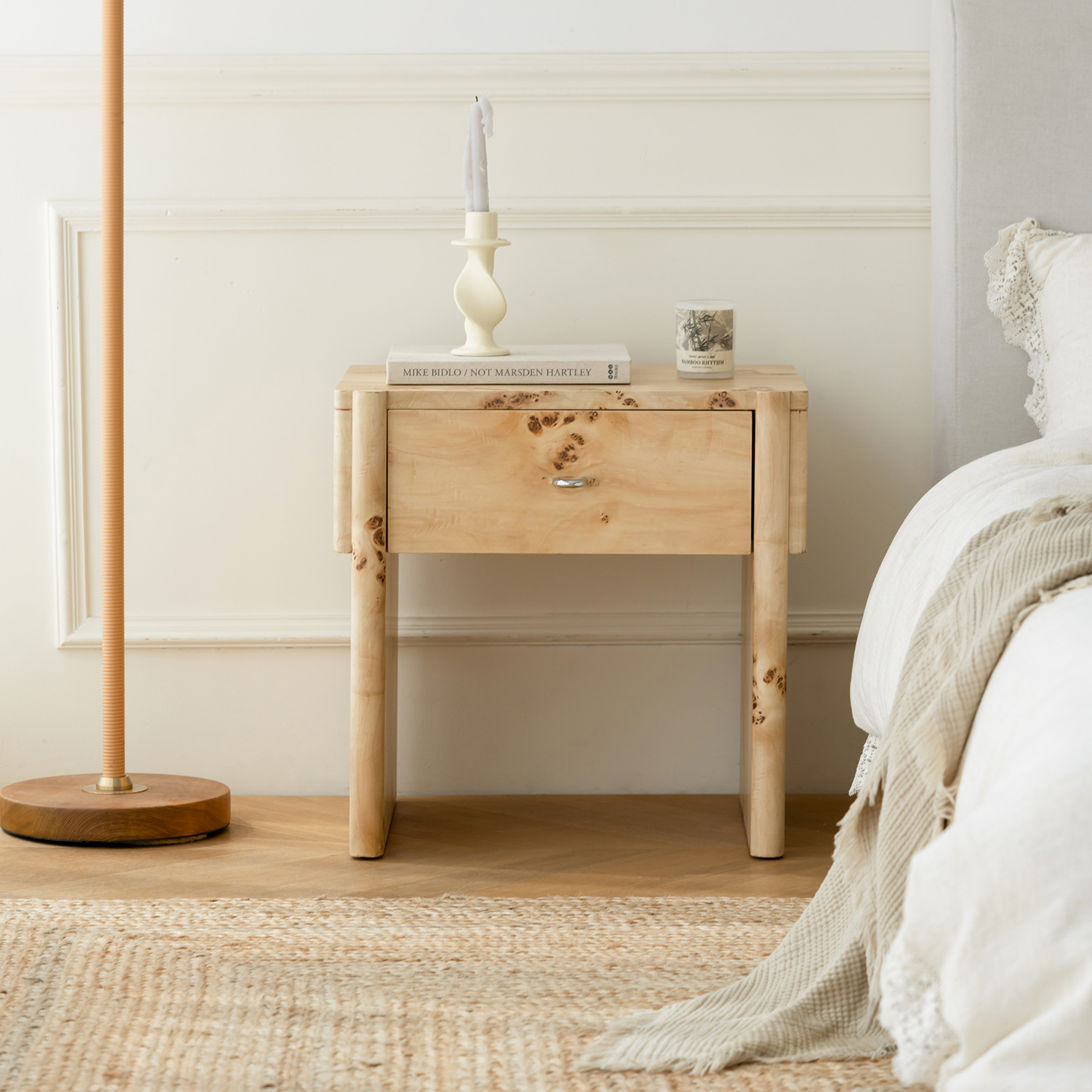 中古实木床头柜树瘤极简边几