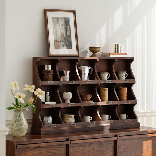 实木材质，多层展示收纳架