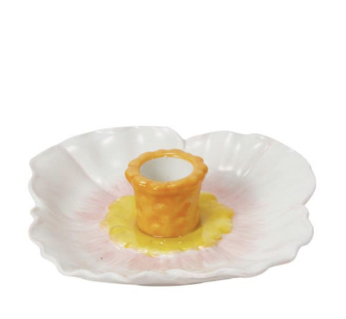 FQRLIVING Stiernholm Flora花瓣形状粉色陶器灯塔 烛台 家居装饰
