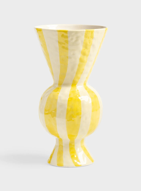 FQR LIVING荷兰&klevering设计家居手工制作绘画陶器黄色菱形花瓶