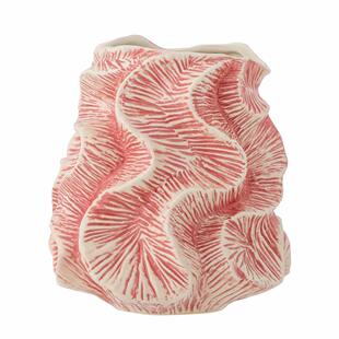 FQR LIVING丹麦Bloomingville手工制作绘画陶器粉色珊瑚古溪花瓶