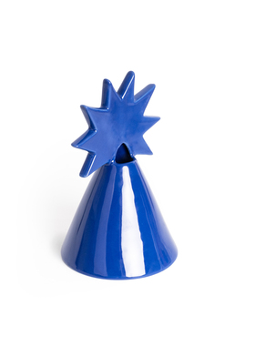 FQR LIVING英国HELIO FERRETTI手工制作雕刻陶器蓝色北极星花瓶