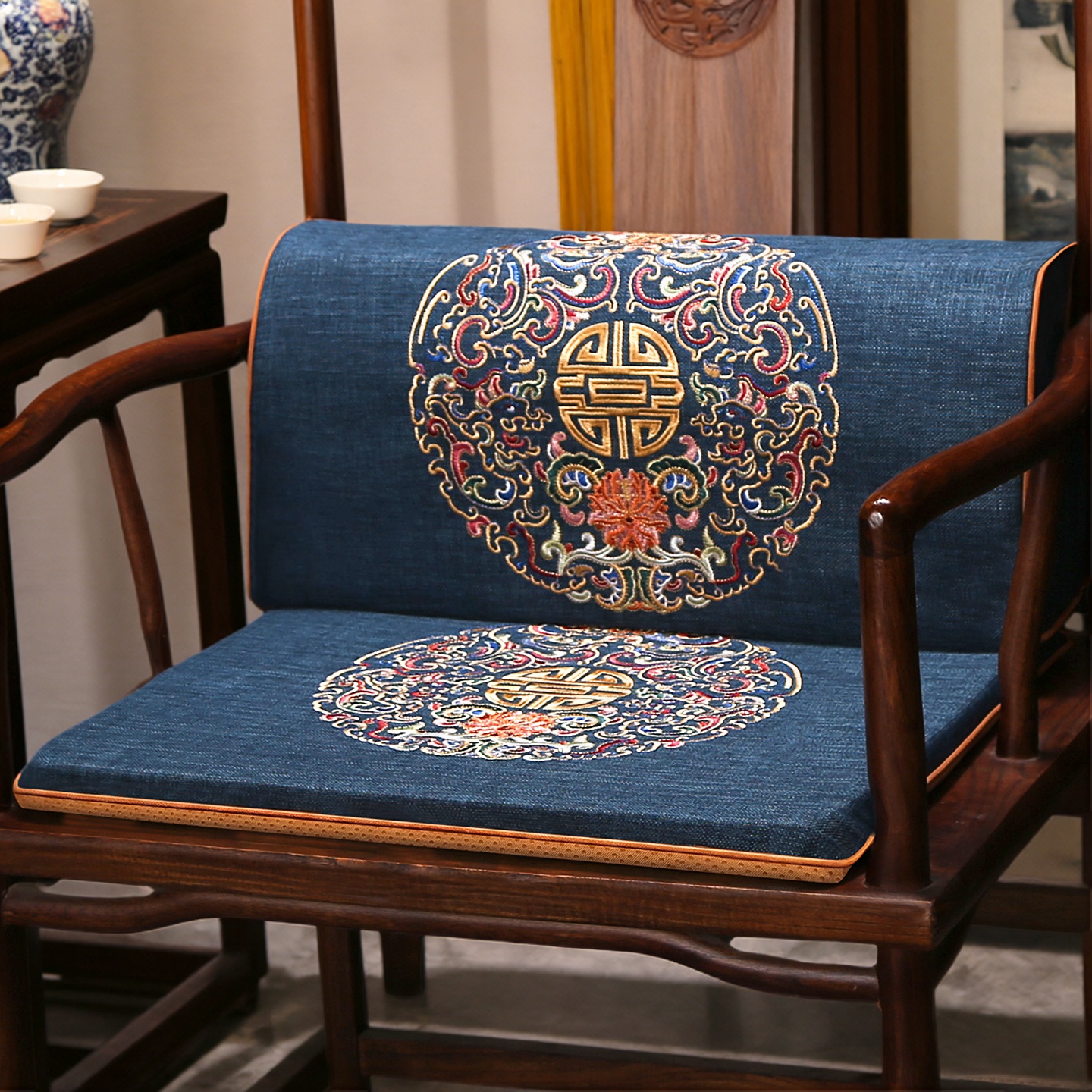 中式红木椅子坐垫护腰靠垫木茶椅太师椅腰垫办公室圈椅椅垫靠背垫
