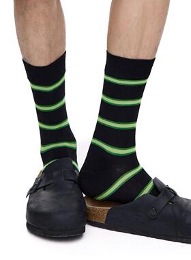 2024春秋撞色条纹黑色中性袜透气百搭韩版黑色针织堆堆袜