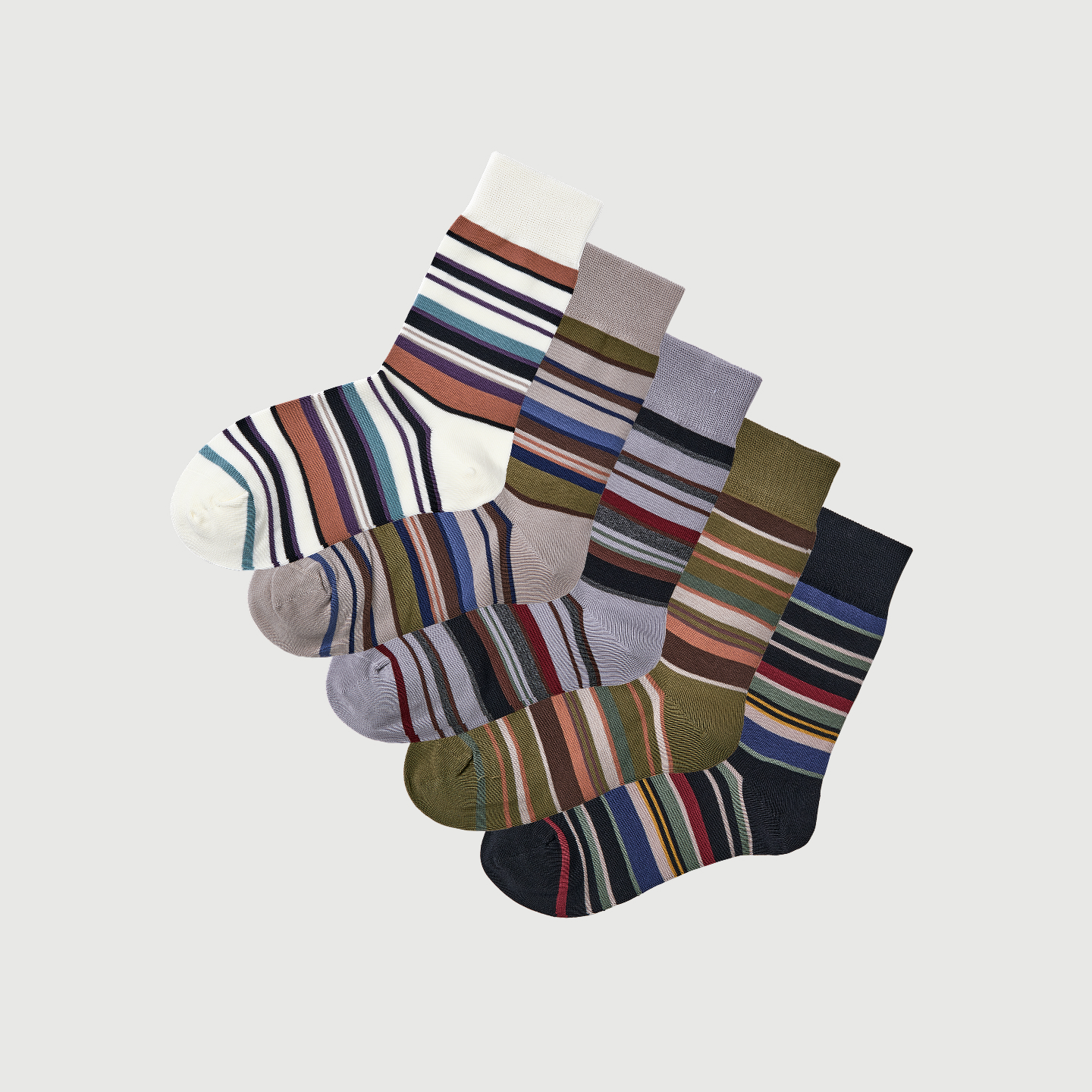 男士春秋款长袜透气舒适百搭条纹袜子中筒袜棉长筒吸汗运动袜男袜