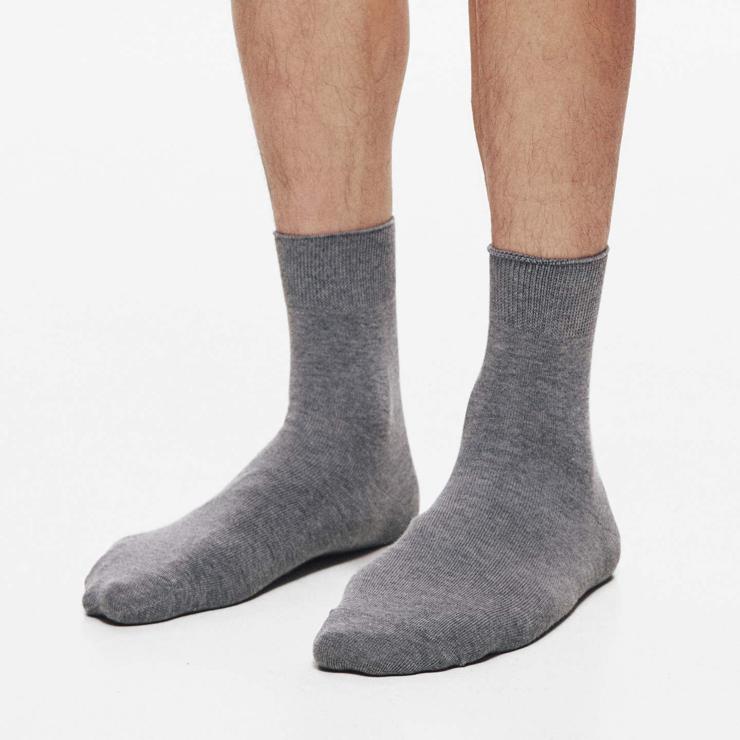 基础色简约松弛感袜子男士灰色卷边堆堆袜吸汗秋冬四季款中筒袜
