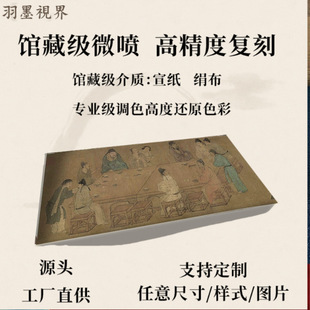 1:1复制 南宋 春宴图 古代人物画名家字画长卷卷轴书法临摹装饰画
